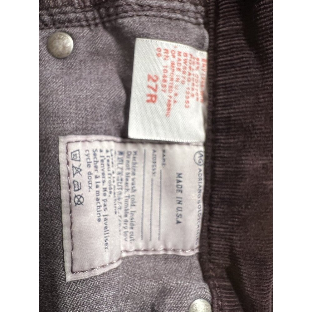 AG Adriano Goldschmied Women’s 27 The Stevie Slim Pants Maroon Corduroy Trousers - Picture 8 of 9